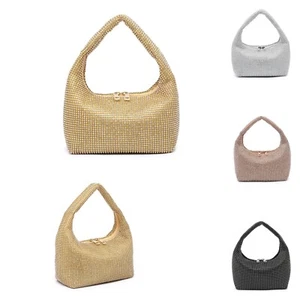 Woman Boutique Diamante Small Hobo Crossbody Shoulder Party Evening Bag - Picture 1 of 10
