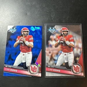2023 CAM RISING SAPPHIRE AND BASE BOWMAN CHROME FOOTBALL CARD - Picture 1 of 1