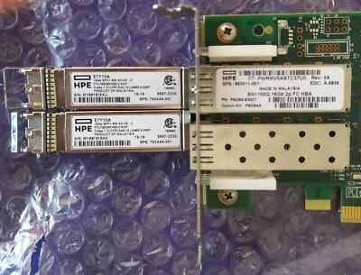 HPE 16Gb Dual Port Fibre Channel Host Bus Adapter P9D94A & 2x 16GB SFP+ SW XCVR - Image 1 of 2