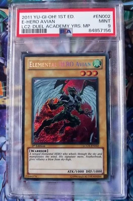 PSA 9 Yu-Gi-Oh Elemental HERO Avian LCGX-EN002 1st Edition Secret Rare  - Image 1 of 2