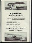 COX-KLEMIN AIRCRAFT CORP NEW YORK 1925 NIGHTHAWK MAIL PLANE THE FASTEST AD