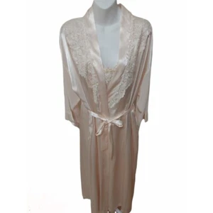 Peignoir Alexandra Nicole Satin Nightgown Lingerie Set Long Nightgown Blush NWT - Picture 1 of 6