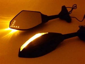 Arrow Turn Signal Integrated Racing Sport Mirrors for Triumph Ducati Motorcycle - Picture 1 of 11