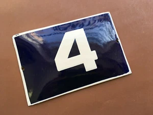 ANTIK VINTAGE EUROPÄISCHES EMAILLESCHILD HAUS NUMMER 4 TÜRER TORSCHILD 1950ERer - Bild 1 von 5