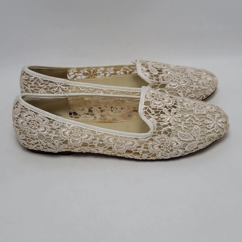 Mujer Wanted Chantily Beige Encaje Bordado Ballet Mocasines Planos Zapato Talla 8.5 Foto 1 de 4