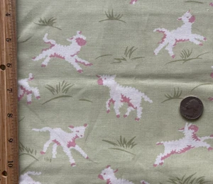 Spring Easter Lamb Cotton Fabric Baby Sheep Green Meadow Play Pastel - Picture 1 of 2