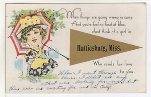 Fancy Lady DOG Boxer BULLDOG Hattiesburg MS Pennant 1935 Cancelled Postcard - Picture 1 of 2