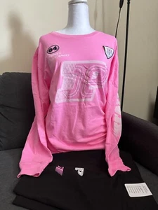 NEW Victorias Secret PINK Oversized Long Sleeve Campus Tee Shirt +shorts 💖💖 - Picture 1 of 8