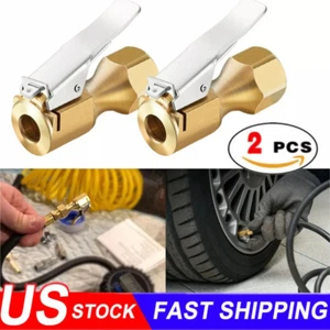 2X Air Chuck Heavy Duty Open Flow Lock On Tire Chuck w/Clip for Inflator Gauge - Picture 1 of 13