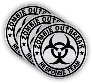 3pcs - Zombie Outbreak Response Team Hard Hat Stickers MX Helmet Decals - Picture 1 of 2