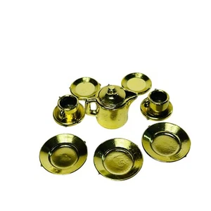 Miniatur Shackman Puppenhaus Gold Teeservice Teller Tassen Teekanne Hongkong Lot 11 - Bild 1 von 6