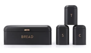 Salter Pebble 4-Piece Countertop Set Bread Bin & Canisters Powder Coated Steel - Picture 1 of 6