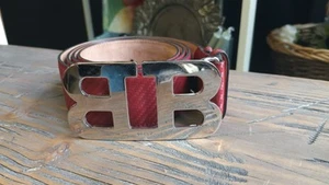 Bally Mirror B Red Leather Belt EU 105/US 44 - Picture 1 of 17