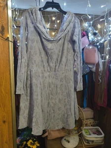 Vestido Wild Fable Azul Claro Manga Larga Hombro Frío Hasta la Rodilla - Imagen 1 de 3