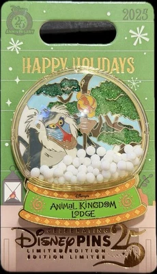 Prendedor 2025 Disney Parks Snow Globe Animal Kingdom Lodge LE 2500 Rey León Rafiki Foto 1 de 4
