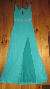 Lipsy green maxi dress with sparkly embellishment/front split size 14 - Picture 1 of 1