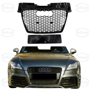 Für Audi TT/TTS MK2 (2006-2014) Glanz Schwarz Waben TTRS Style Kühlergrill & Emblem - Bild 1 von 7