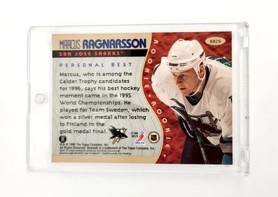 MINT REFRACTOR SP 1995-96 Bowman's Best Marcus Ragnarsson - San Jose Sharks NHL - Image 1 of 2