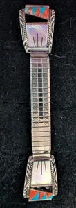 Vintage ZUNI Inlay Mosaic Men's Watch Tip Multi-Stone Size 6" x 1" Sign CW - Picture 1 of 3