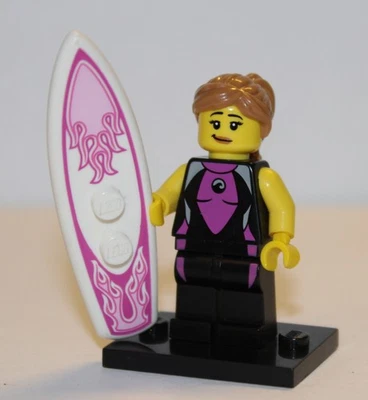 Series 4 Lego Collectible Minifigure COL053 Surfer Girl 100% complete! - Imagem 1 de 4