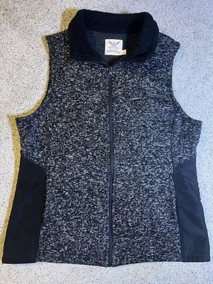 Chaleco Desteñido Glory Negro/Blanco Cremallera Completa Cuello Polar Bolsillos Paneles Talla Grande Foto 1 de 3