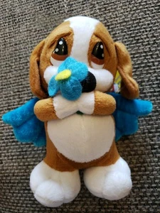 SAD SAM BASSET HOUND DOG W/ BLUE WINGS AND FLOWER 7" Plush STUFFED ANIMAL - Picture 1 of 3