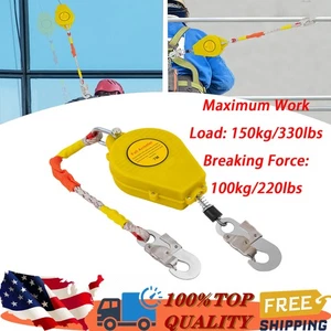7M Self Retracting Lifeline Lanyard Safety Fall Arrester Protection+Hook 330lbs - Picture 1 of 18