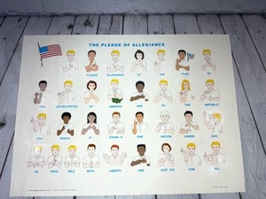 Pledge of Allegiance 17 x 24” Sign Language Poster Vintage 1993 By Lilian Lopez - Picture 1 of 11