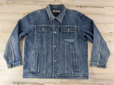 Chaqueta Southpole Vintage Años 90 Y2K Para Hombre Extra Grande Denim Rojo Pestaña Desteñida Envejecida Foto 1 de 4