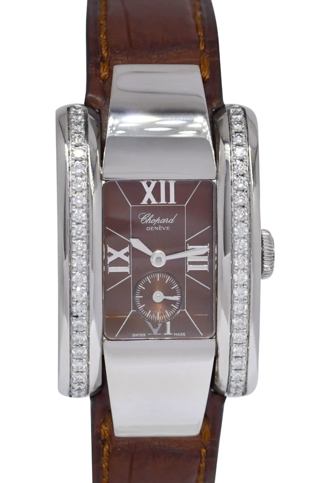 Reloj de cuarzo para dama Chopard La Strada acero esfera marrón bisel de diamantes 41/8412 Foto 1 de 4