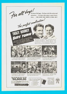 1938 Mickey Rooney y Spencer Tracy Boys Town película anuncio impreso vintage Hollywood - Imagen 1 de 3
