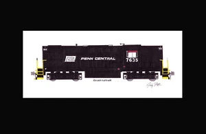Penn Central RS11 #7635 11""x17"" estampado enmarañado firmado por Andy Fletcher - Imagen 1 de 1