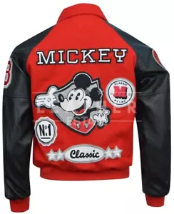 Michael Jackson Red and Black Mickey Mouse Letterman Jacket, All Sizes - Picture 1 of 5