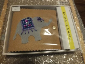 caramel colour handmade needlecase with a few needles on flannel pages Present ? - Picture 1 of 2