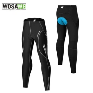 WOSAWE Men's Cycling Long Pants Skinny Trousers 3D Gel Padded Road Bike Tights - Picture 1 of 20