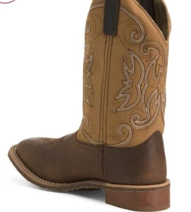 Laredo® Ladies Caney Square Toe Tan Leather Western Boots size 7.5 - Picture 1 of 4