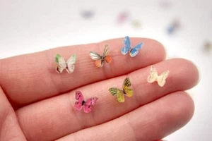 Micro Resin Butterflies Dollhouse Miniature Tiny Micro Butterflies - Picture 1 of 7
