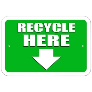 Plastic Sign Recycle Here Arrow - Picture 1 of 1