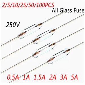 250V All Glass Fuse 0.5A 1A 1.5A 2A 3A  5A Glass Sealing Tube With Wire 3mmx10mm - Picture 1 of 5