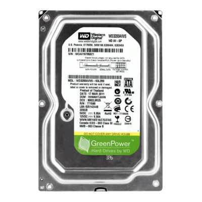 Disk Western Digital 320GB WD3200AVVS 5400U/Min SATA 8MB Cache 3,5 " Pollici - Immagine 1 di 3