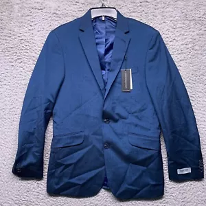 Kenneth Cole Jacket Mens 38 Regular Slim Blue Suit Dress Casual Sharkskin - Picture 1 of 7