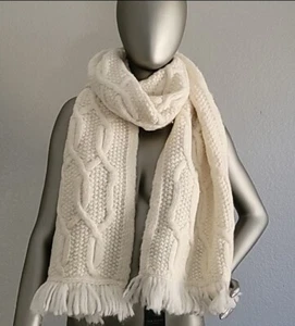 💫Ted Baker London Homerton Cable Knit Wool Blend Scarf Wrap Ivory 💫 - Picture 1 of 9