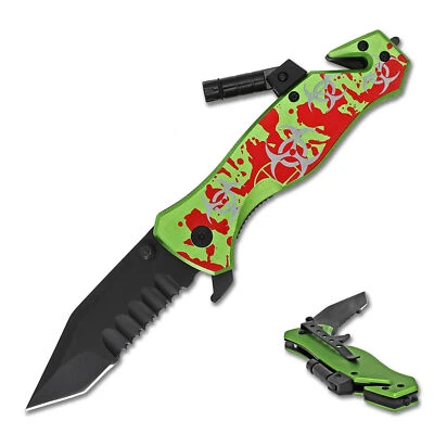 Zombie Crisis Bio-Hazard Flashlight Assisted Tactical Knife with Pocket Clip - Image 1 of 4