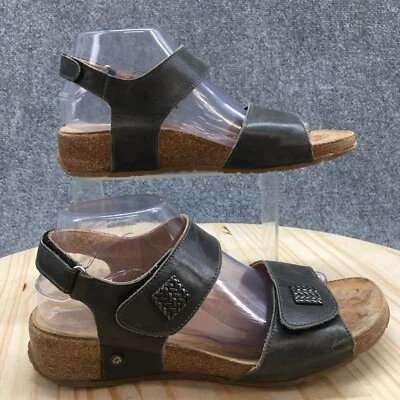 Sandalias Haflinger para mujer 40 informales punta abierta corcho cuña correa cuero gris Foto 1 de 4