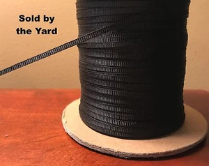 BLACK Ribbed Polyester Grosgrain Ribbon in 1/8 Inch (3mm) Width SOLD BY THE YARD - Picture 1 of 1