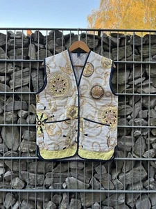 Vintage Burberry Full Monogram Vest Gilet Rare Logo Size Medium Gold Men’s - Picture 1 of 11