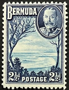 Bermuda, Scott 110, King George V with Grape Bay, Mint Light Hinged, F-Very Fine - Picture 1 of 2