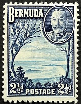 Bermuda, Scott 110, King George V with Grape Bay, Mint Light Hinged, F-Very Fine - Image 1 of 2