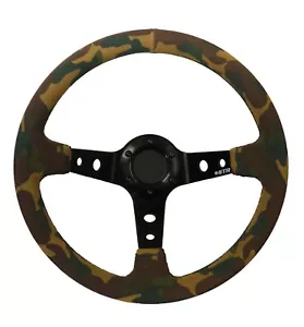 Lenkrad 13" 350 mm tiefes Geschirr treibende Rallye-Spars schwarz tarnfarbenes Wildleder STR - Bild 1 von 3