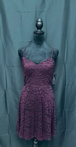 A. Byer Strappy Criss Cross Back Purple Mini Dress - Size Medium - Picture 1 of 5